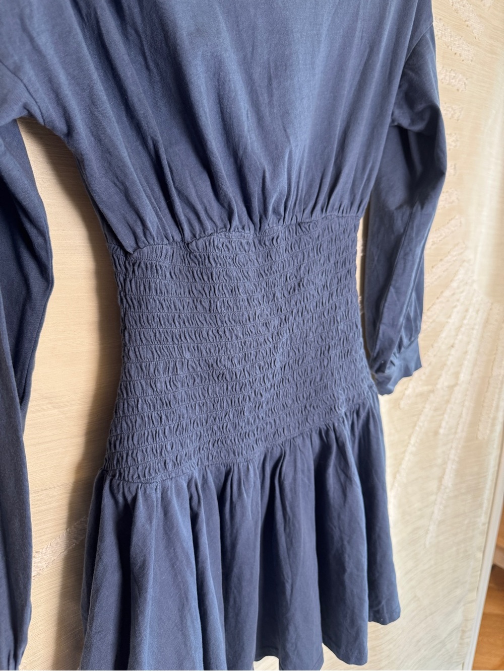 free-est Free People Scorching Hot Long Sleeve Mini Dress Womens XS Navy Seas - Picture 4 of 8